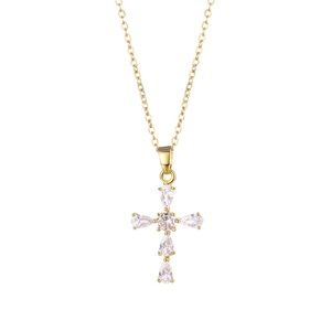 Gold colored DIAMOND CROSS NECKLACE